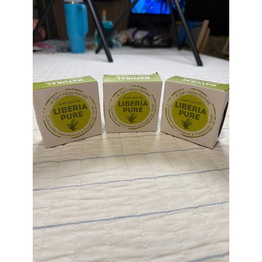 Liberia Pure Cleansing Lemongrass & Charcoal Soap Hand-Crafted Natural 100g‎ 3pk